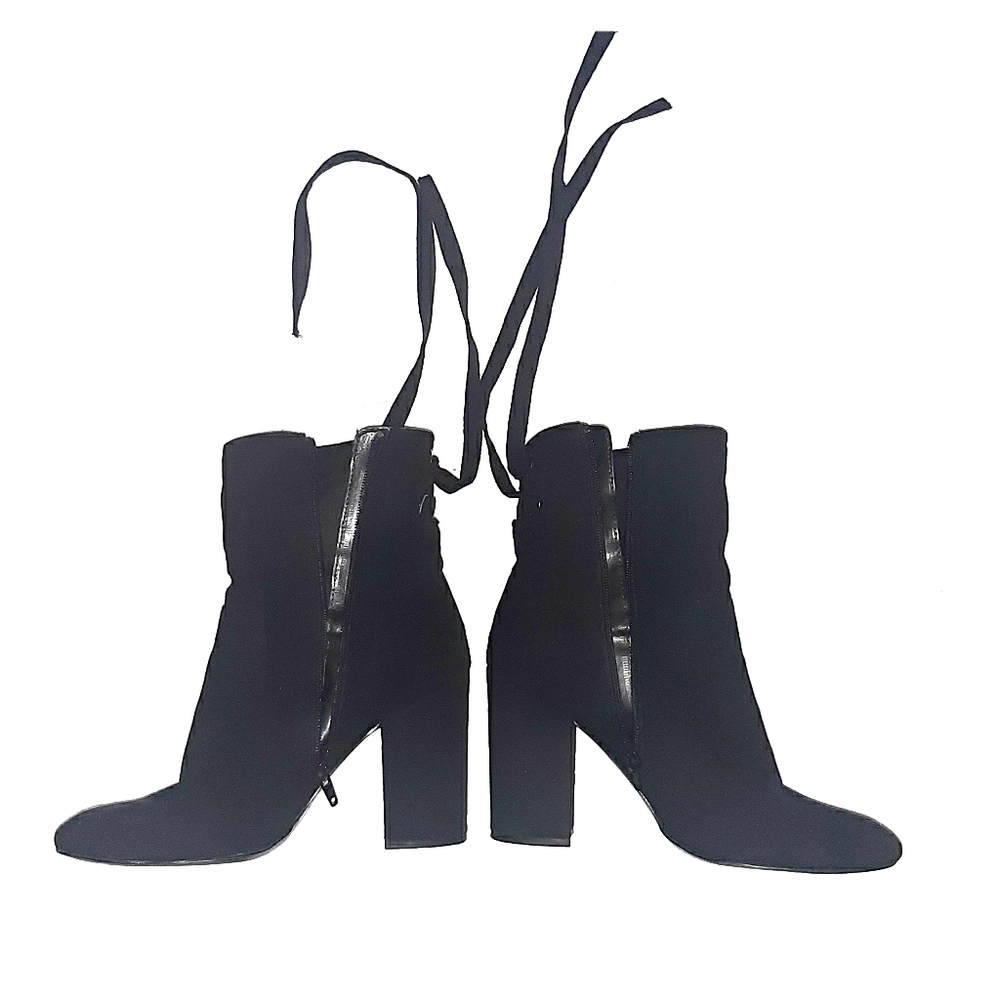 Nine west suede 4" heel black ankle booties boots